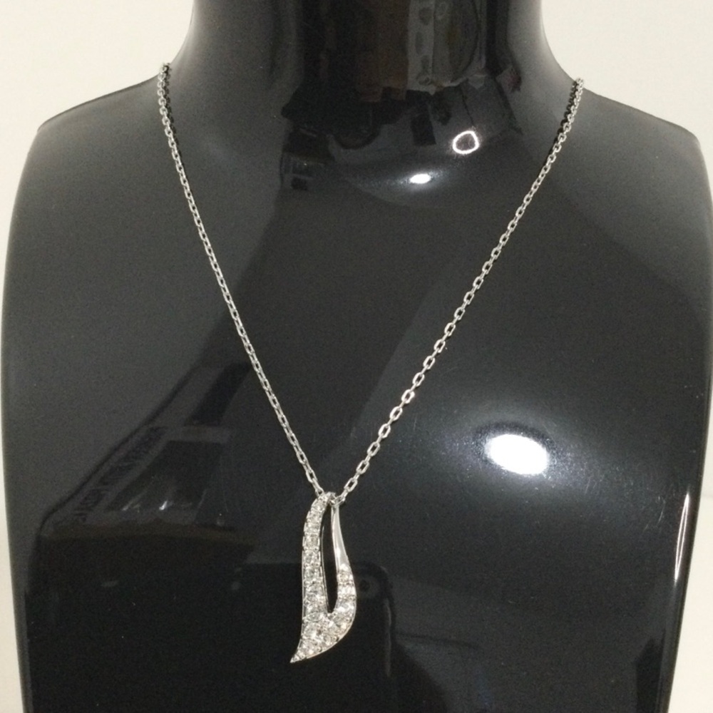 Swarovski Silver Crystal Drop Pendant Necklace
